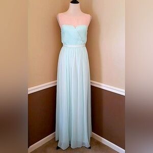 Wendy Bird Modcloth Mint Green & Peach Chiffon Formal Maxi Dress Size 4